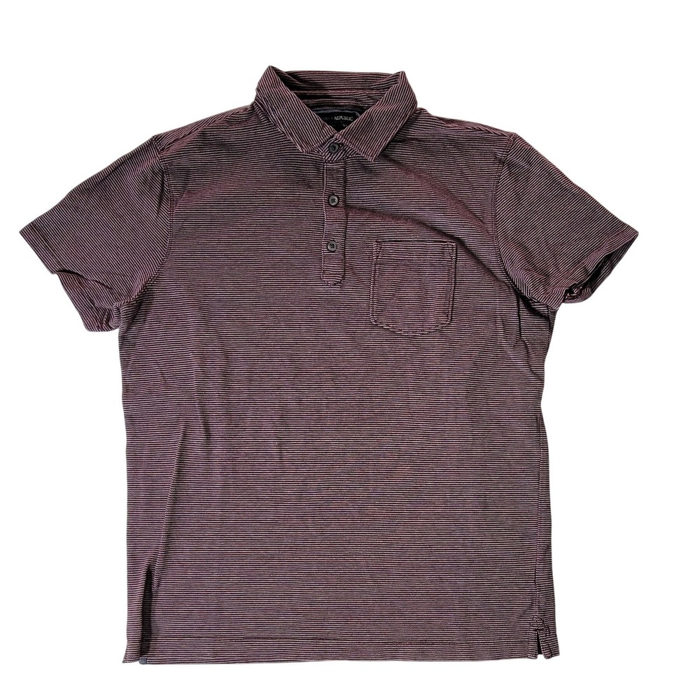 Banana Republic Mens Wicking Pique Polo Shirt Maroon Stripe Short Sleeve Size M